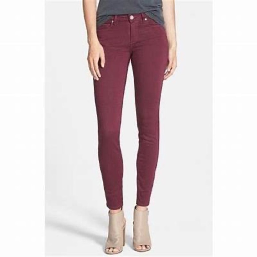 PAIGE Maroon Skinny Ankle Jeans